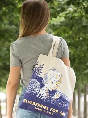 EUC - Blueberries For Sal Robert McCloskey Canvas Tote Bag Set of Two